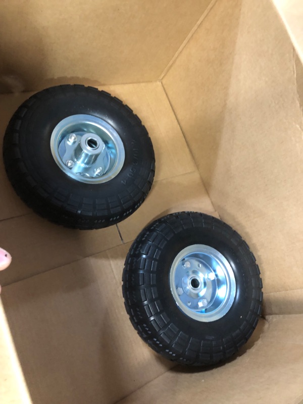 Photo 2 of (2-Pack) AR-PRO 10-Inch Solid Rubber Tires and Wheels - Replacement 4.10/3.50-4” Tires and Wheels with 5/8” Axle Bore Hole,