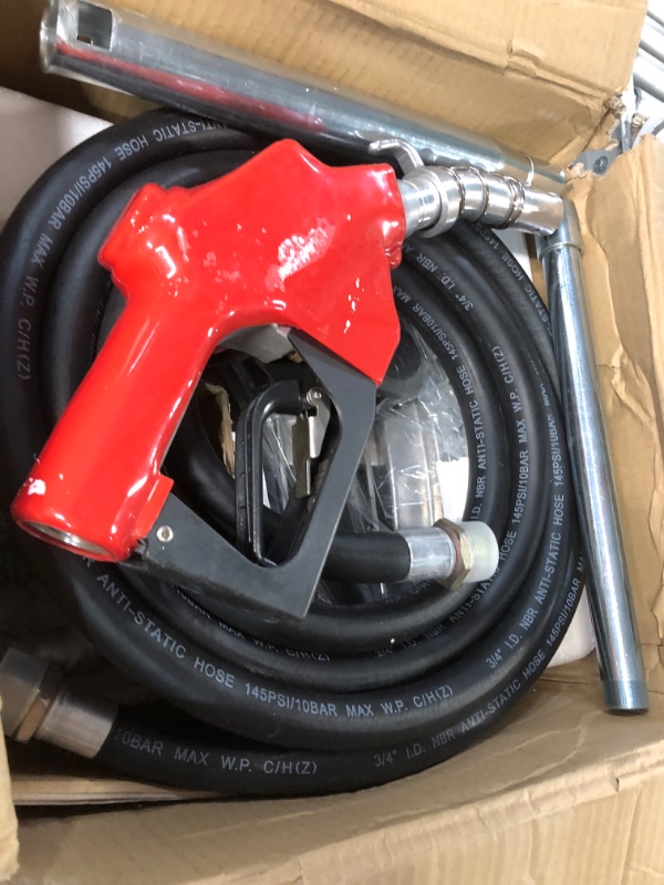 Photo 3 of STKUSA Stark 110V Electric Diesel Oil Fuel Transfer Pump w/Meter + Discharge Hose & Nozzle Set, Red (21110)