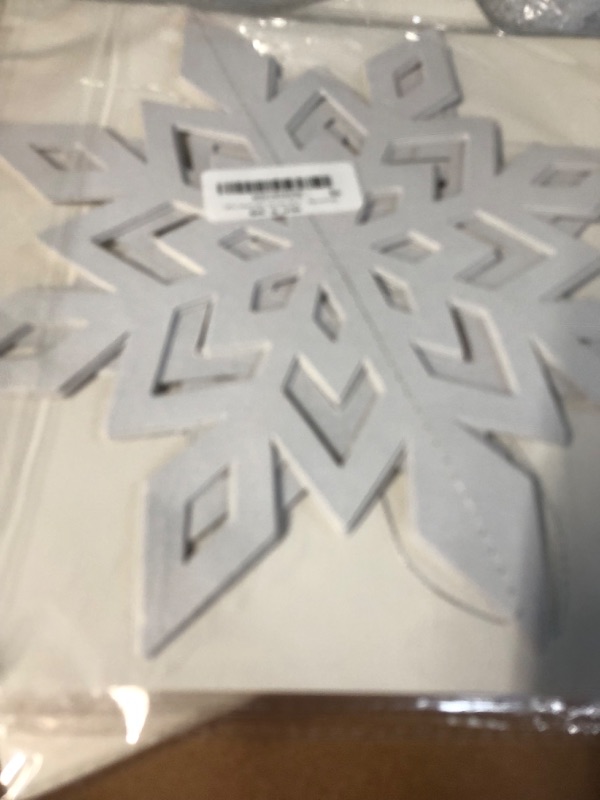 Photo 3 of 3D White Snowflake Garland Winter Wonderland Hanging Snowflake Decorations 