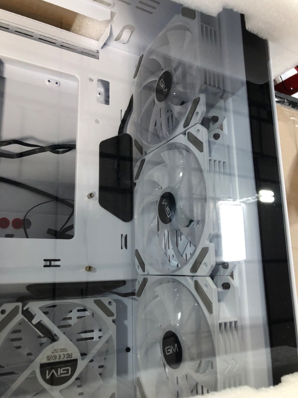 Photo 4 of GIM ATX Mid-Tower PC Case White 10 Pre-Installed 120mm RGB Fans, 2 Tempered Glass Panels, USB 3.0 I/O Port, Water-Cooling Ready