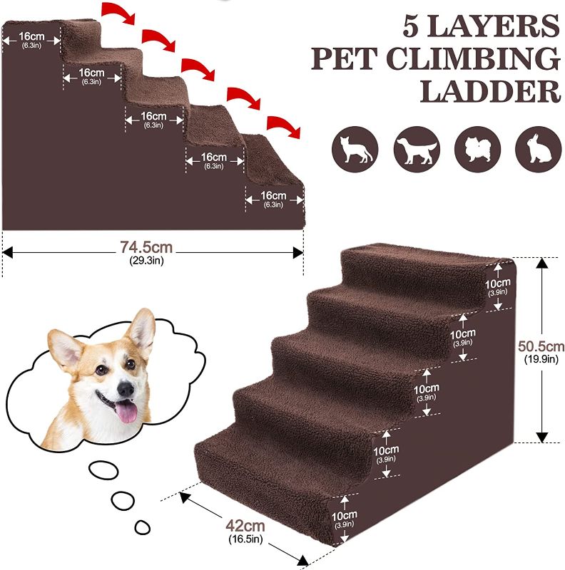 Photo 1 of -USED- Pet Stairs for High Beds,Plastic Dog Stairs 5 Tiers,19.8 " 