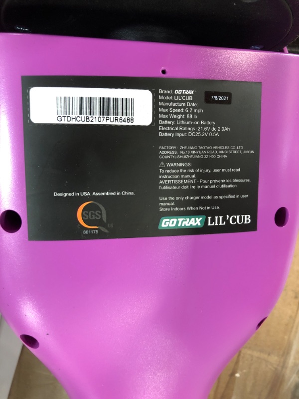 Photo 4 of -USED- Gotrax Kids Hoverboard Purple