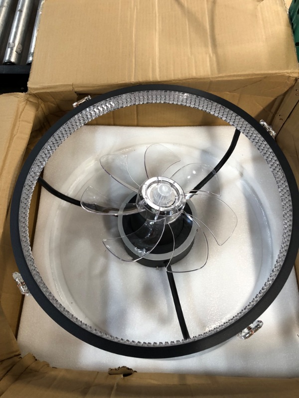 Photo 3 of  SEEMS NEW, UNABLE TO TEST*SEE NOTES* ZOGOOR 19.6'' Ceiling Fans with Lights and Remote, 360° Rotation Flush Mount Low Profile Fan, 6 Wind Speeds Dimmable LED Modern Ceiling Fan with 7 Invisible Blades (Black)