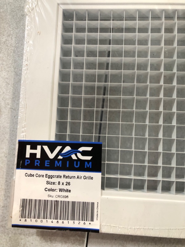 Photo 3 of 8" x 26" or 26" x 8" Cube Core Eggcrate Return Air Grille - Aluminum Rust Proof - HVAC Vent Duct Cover - White [Outer Dimensions: 10.75] 8 x 26 Return Grille