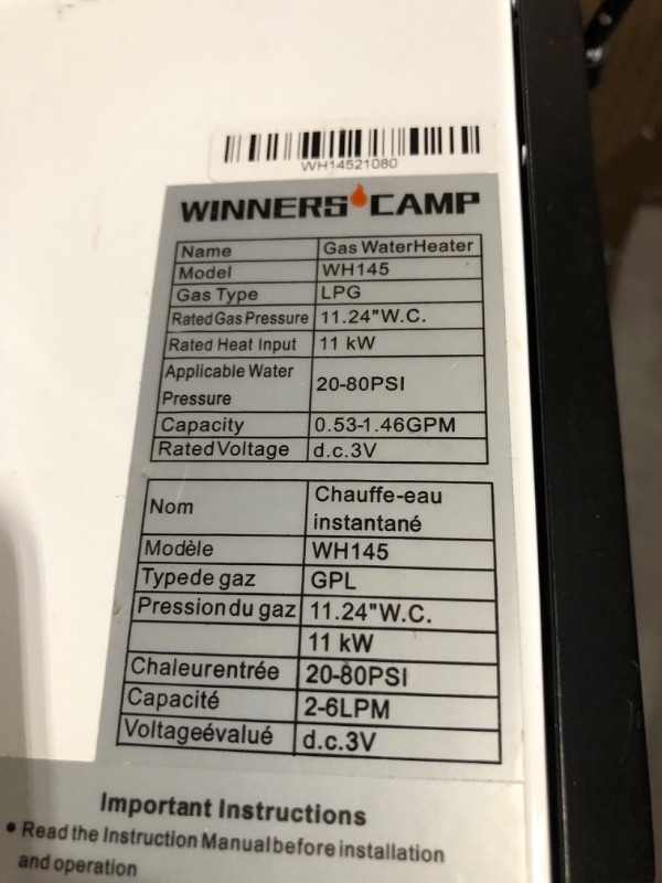 Photo 3 of *SEE NOTES GASLAND Tankless Water Heater, 2.64GPM 10L Portable Instant Propane Outdoor Gas Heater with Overheating Protection, Easy to Install for RV Cabin Barn Camping & Boat, (Black)