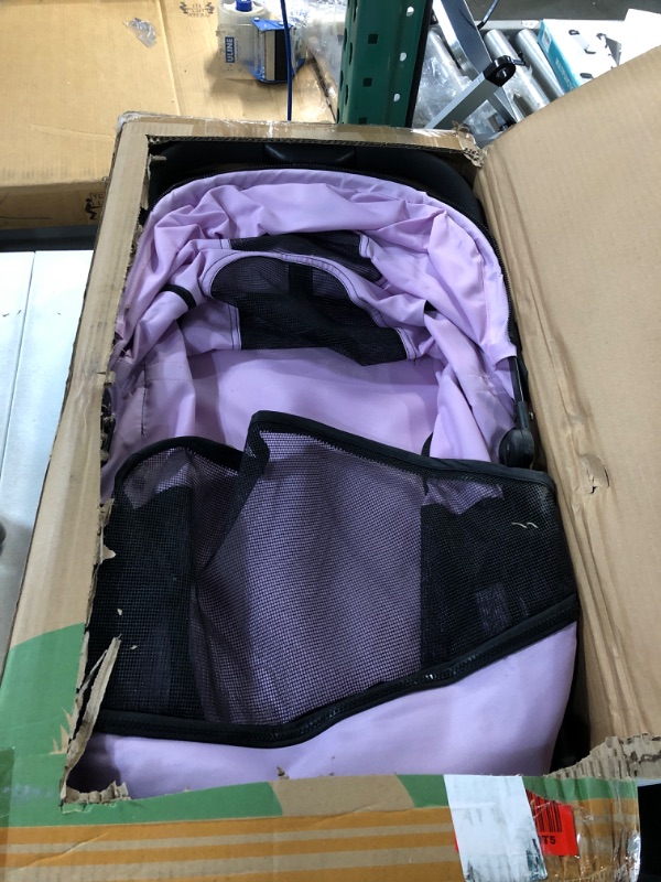 Photo 1 of *SEE NOTES Pet Stroller for Cat Dog - 4 Wheels Foldable Traveling Lightweight Animal Gear Carriage for Small Medium Size Dogs & Cats Rabbit with Storage Basket (Pink)