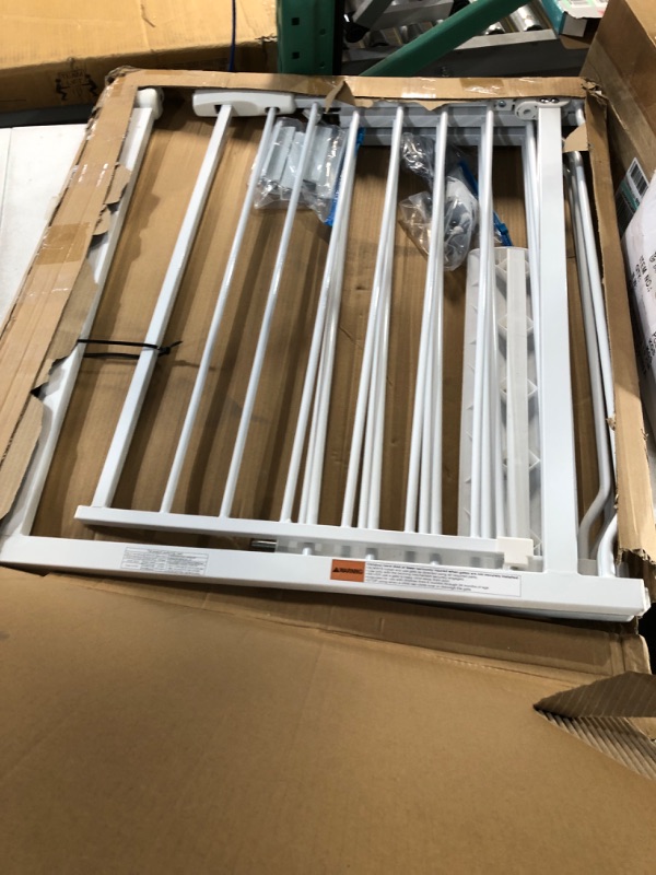 Photo 1 of *SEE NOTES WAOWAO Extra Wide Baby Gate Easy Walk Thru Pressure Mount Auto Close White Metal Child Dog Pet Safety Stairs,Doorways,Kitchen 24.02-81.50inch White 71.67-76.36"/182-194cm