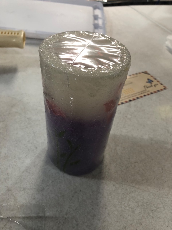 Photo 1 of **SEE NOTES**
GiveU Bufferfly Flameless Real Wax Battery Operated Led Candle with Timer, 3 x 6, Purple