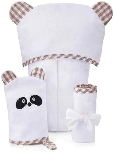 Photo 1 of Brooklyn Baby Hooded Bath Towels – Super Soft Organic Bamboo Cute Ear Hood Towel Set with Washcloth and Glove for Newborn Infant Toddler Kids Supplies - Grey