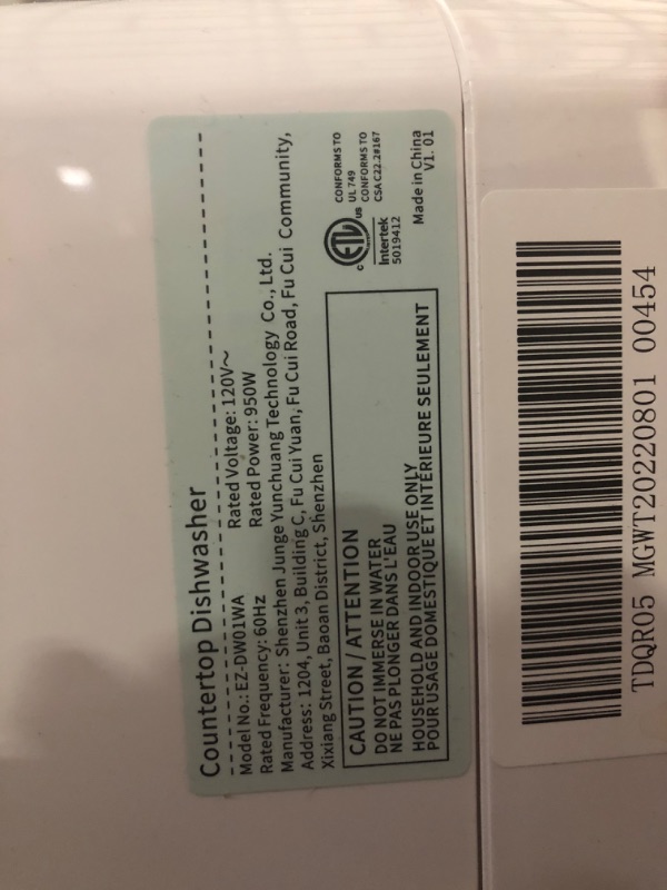 Photo 1 of **SEE NOTES**
COSTWAY Portable Countertop Dishwasher, Compact Dishwasher with 5 L Built-in Water Tank, 5 Washing Programs, White