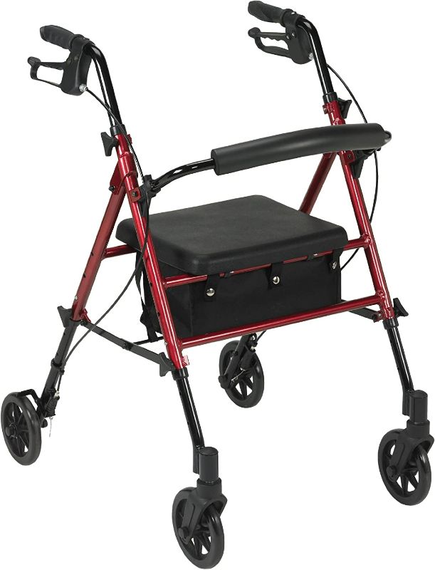 Photo 1 of **SEE NOTES**
Drive Medical RTL10261RD Foldable Rollator Walker with Seat - Adjustable Handles and Seat, Red