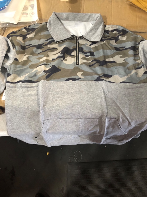 Photo 3 of **SEE NOTES**
EFAN Womens Oversized Half Zip Pullover Long Sleeve Sweatshirt Quarter Zip - Camo/Gray