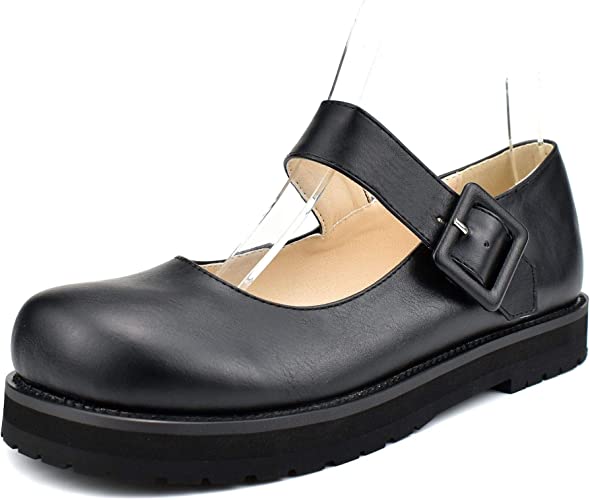 Photo 1 of 100FIXEO Women Fashion Mary Janes Shoes Vintage Buckle Strap Elegant Platform Flats Round Toe Concise School Shoes