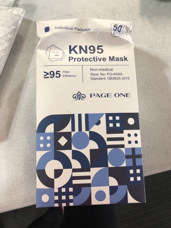 Photo 2 of **SEE NOTES**
PAGE ONE 10 Colors KN95 Face Masks for Adults 50 Pack,5-Layer individually wrapped Colored Disposable KN95 Face Mask,Filter Efficiency?95%.