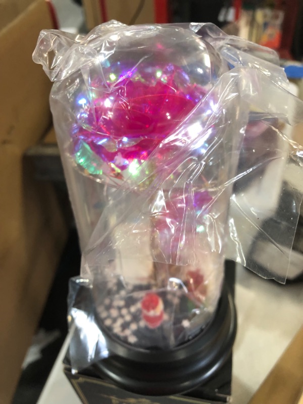 Photo 2 of **SEE NOTES**
HJSXZH Christmas Glass Rose?Light Up Rose Flower Gift?Glass Dome Rose Flower