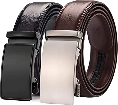 Photo 1 of VONMELLI Leather Ratchet Belt for Men Adjustable Dress Belts with Click Sliding Buckle in Gift Box, Trim to Fit   ***** SEE NOTES FOR SIZING 