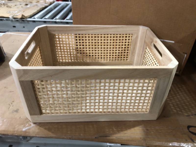 Photo 2 of (STOCK PHOTO FOR REFERENCE) HDKJ Desktop storage basket, sundry office drawer storage box, wood frame storage basket. (Rectangle-A-Set2)