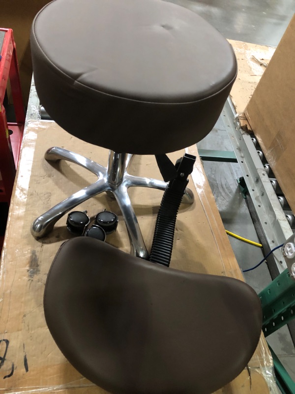 Photo 1 of **PARTS ONLY** Brown Padded Stool with Back - PARTS