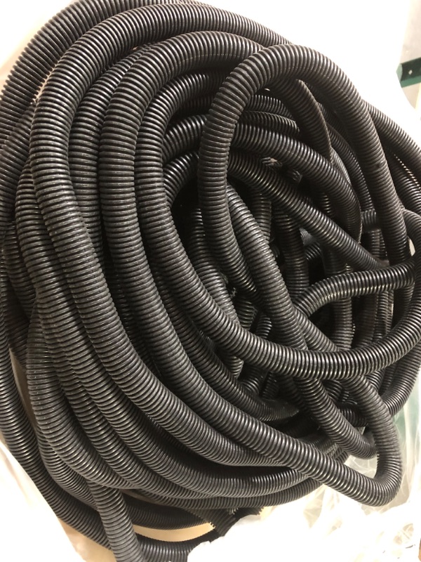 Photo 2 of 3/4" Wire Loom Non-Slit Polyethylene Corrugated Flexible Innerduct Conduit - 100FT - Black 0.75 Inch (3/4") 100 Feet