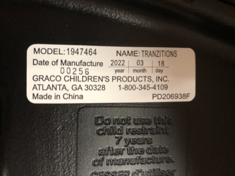 Photo 3 of  **USED BUT APPEARS NEW** Graco Tranzitions 3 in 1 Harness Booster Seat, Proof Tranzitions Black