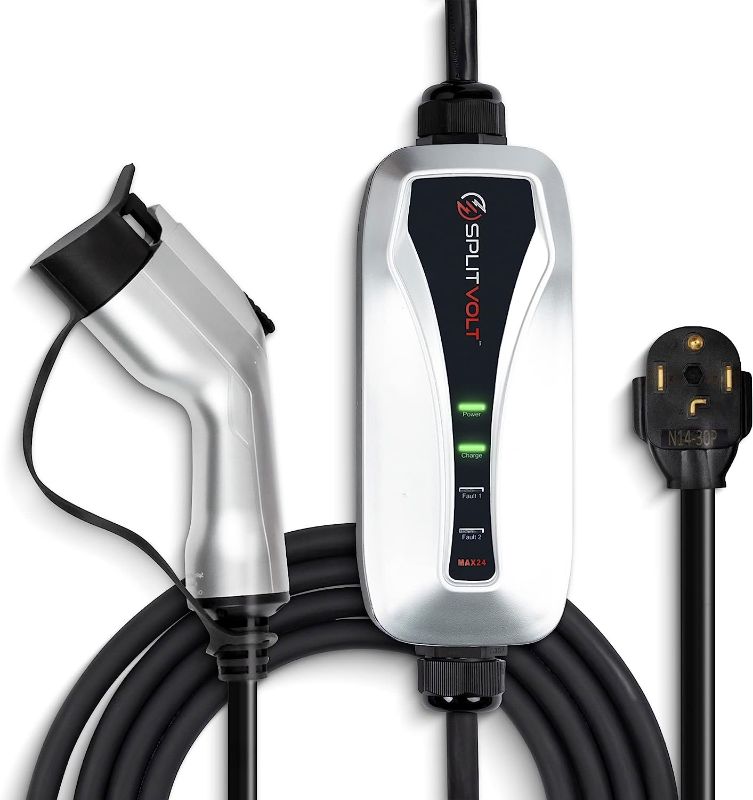 Photo 1 of Splitvolt Level 2 Portable EV Charger (24 Amp, 220-240 Volt, 26ft Cable), Electric Vehicle Charger Plug-in EV Charging Station with NEMA 14-30, J1772 Plug, (Fastest 30 Amp Circuit NEC-Safe Charging) 24A NEMA 14-30 (26ft)