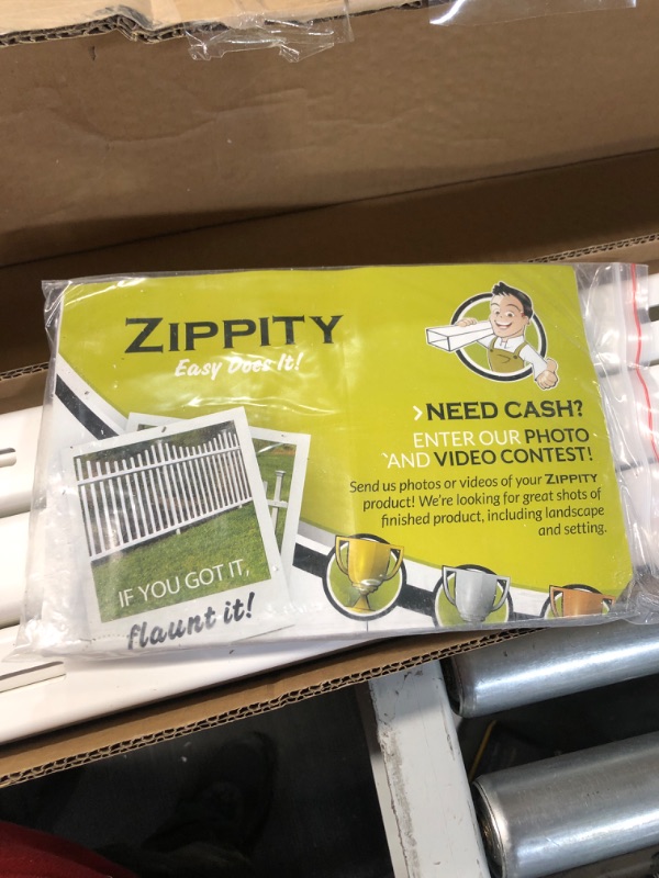 Photo 2 of **MISSING A CAP**
Zippity Outdoor 22in H x 44in W White Vinyl Portable Puppy Dog Fence Kit ZP19055 (2 Pack)