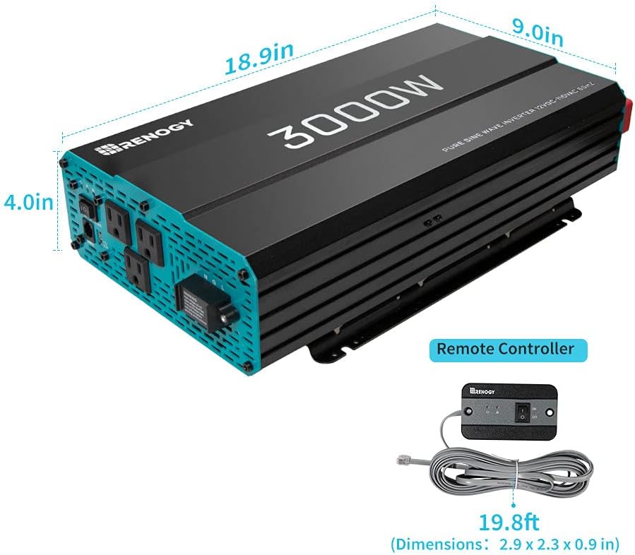 Photo 1 of Renogy 3000W Pure Sine Wave Inverter 12V DC to 120V AC Converter