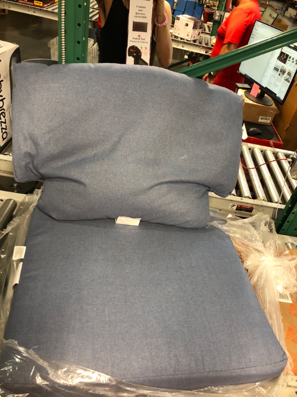 Photo 2 of (SEE NOTES) HAMPTON BAY Washed Blue Outdoor Chair Replacement Cushion