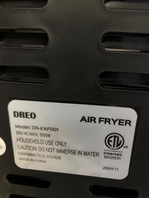 Photo 4 of **FOR PARTS ONLY**
Dreo Air Fryer Pro Max, 11-in-1 Digital Air Fryer Oven Cooker 6.8QT,Black,Large,DR-KAF001