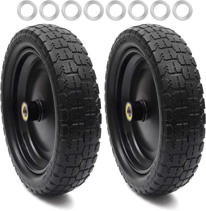 Photo 2 of (4-Pack) 13‘’ Tire for Gorilla Cart - Solid Polyurethane Flat-Free Tire and Wheel Assemblies - 3.15” Wide Tires with 5/8 Inch Axle Borehole and 2.1” Hub 13“ Wheels -4 Pack
