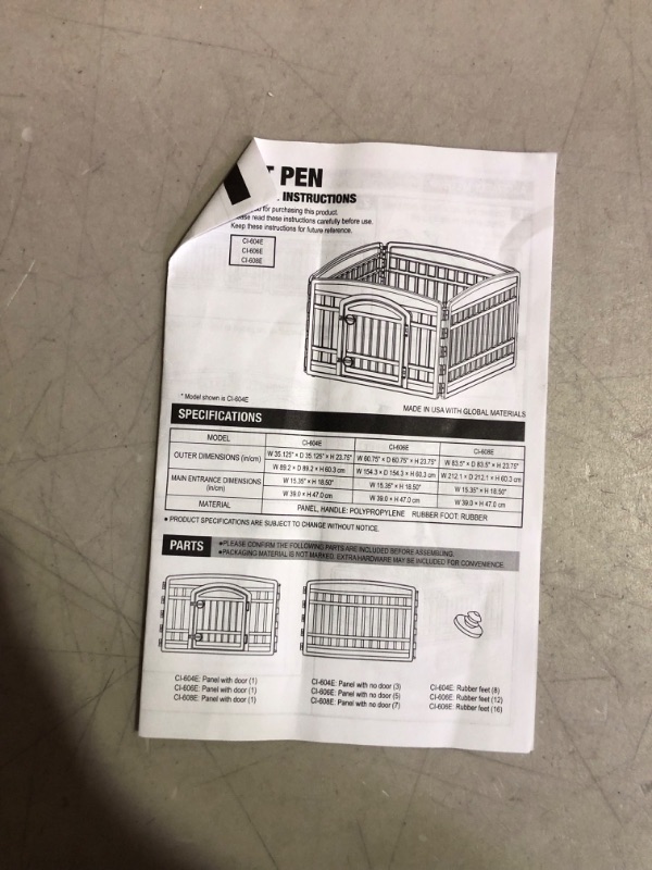 Photo 4 of ***DAMAGED - SEE NOTES***
IRIS USA 4-Panel Plastic Exercise Pet Playpen with Door White