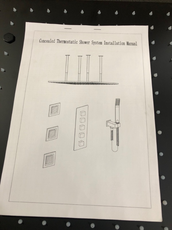 Photo 4 of AYIVG Matte Black Rain Shower System LED 16 Inch Thermostatic Overhead Shower System with 3PCS Body Spray Jets Set Can Be Used At The Same Time