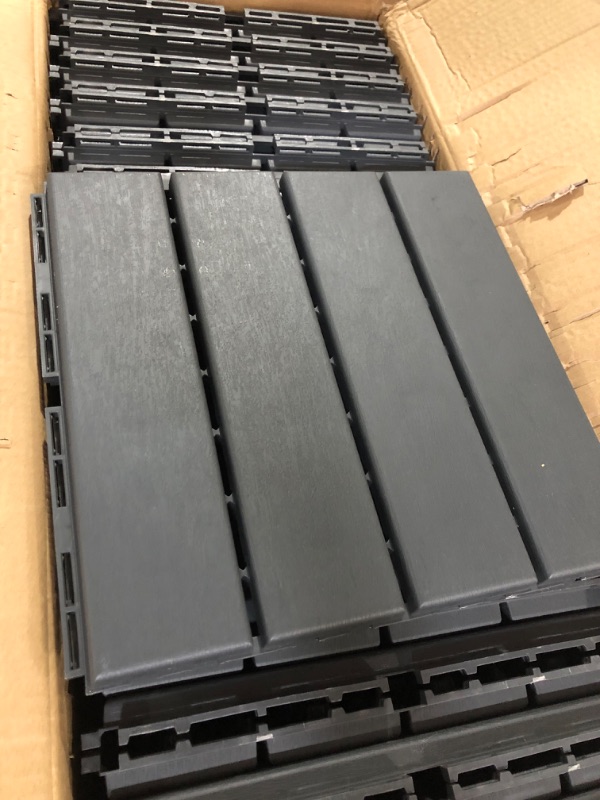 Photo 3 of 36 Plastic Interlocking Deck Tiles, 12"x12" - Grey