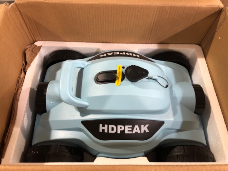 Photo 2 of Cordless Robotic Pool Cleaner, HDPEAK Pool Vacuum Lasts 110 Mins, Auto-Parking, Rechargeable, Automatic Cordless Pool Vacuum Ideal for Above/In-Ground Pools Up to 50 feet, Blue