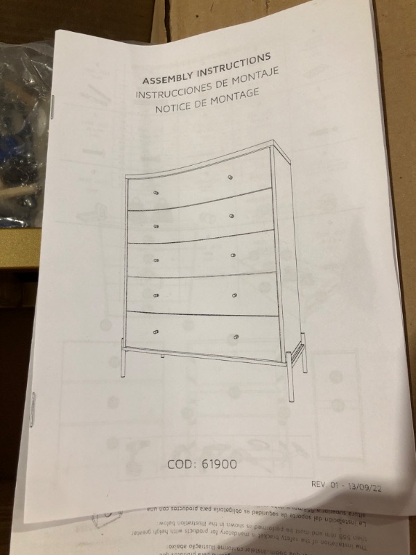 Photo 2 of *PARTS ONLY SEE NOTES* Manhattan Comfort Jasper 5.0 Dresser for Bedroom with Steel Gold Legs, Modern Style Full Extension Chest of Drawers