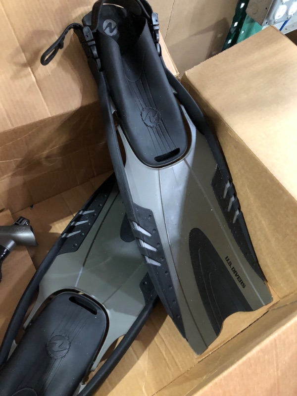 Photo 1 of *USED* U.S. Divers Lux Platinum Snorkel Set Compatible with Panoramic View Mask, Pivot Fins, Dry Top Snorkel + Gear Bag LG / XL (Men 9-13, Women 10-14) 