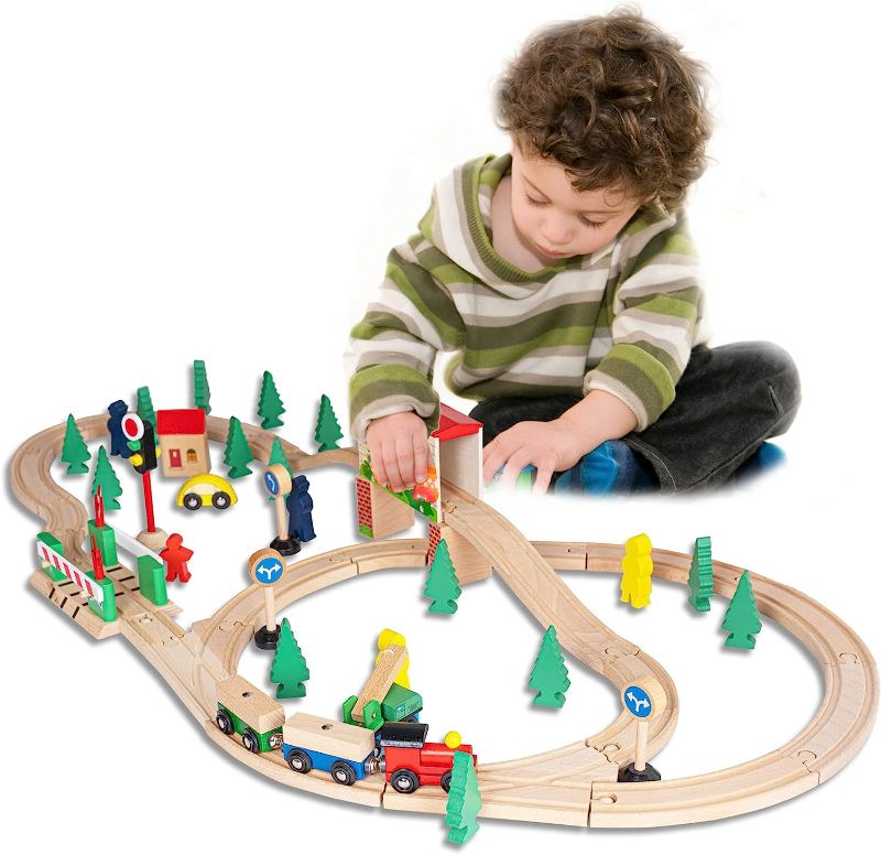 Photo 1 of *USED/PARTS*FUNPENY Train Table Toys,Wooden Train Track Railway City Sets Table for Kids Toddlers