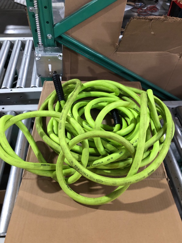 Photo 1 of *USED*Flexzilla Air Hose, 3/8 in. x 50 ft, 1/4 in. MNPT Fittings, Heavy Duty, Lightweight, Hybrid, ZillaGreen & ColorFit