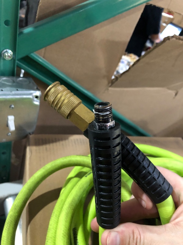 Photo 1 of *USED*Flexzilla Air Hose, 3/8 in. x 50 ft, 1/4 in. MNPT Fittings, Heavy Duty, Lightweight, Hybrid, ZillaGreen & ColorFit