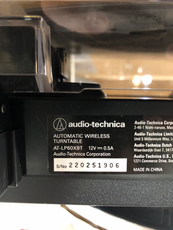 Photo 5 of Audio-Technica AT-LP60XBT-BK Fully Automatic Bluetooth Belt-Drive Stereo Turntable, Black, Hi-Fi, 2 Speed, Dust Cover, Anti-Resonance