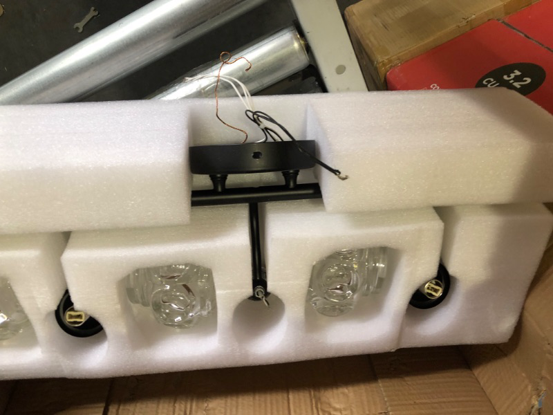Photo 2 of * sold for parts * not functional *
ZILANL Vintage Bathroom Vanity Light Fixture, 3 Lights Bathroom Lighting Painted Black Surface with Thick Crystal Glass Shade
