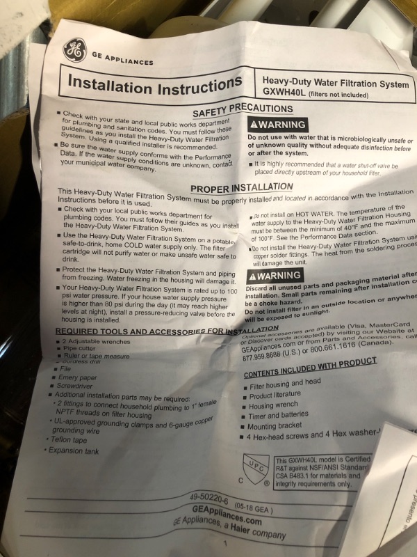 Photo 3 of *MISSING*GE Water Filter System for Entire Home |  Install Kit & Accessories Included | 