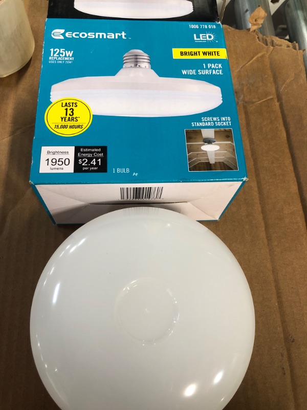 Photo 2 of 125-Watt Equivalent Wide Surface Non-Dimmable LED Light Bulb Bright White (1-Pack)