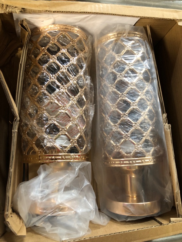 Photo 2 of *NOTES* Crystal Table Lamp Set of 2 Bedside Nightstand Lamps, Bulbs Included Vintage - GOLD