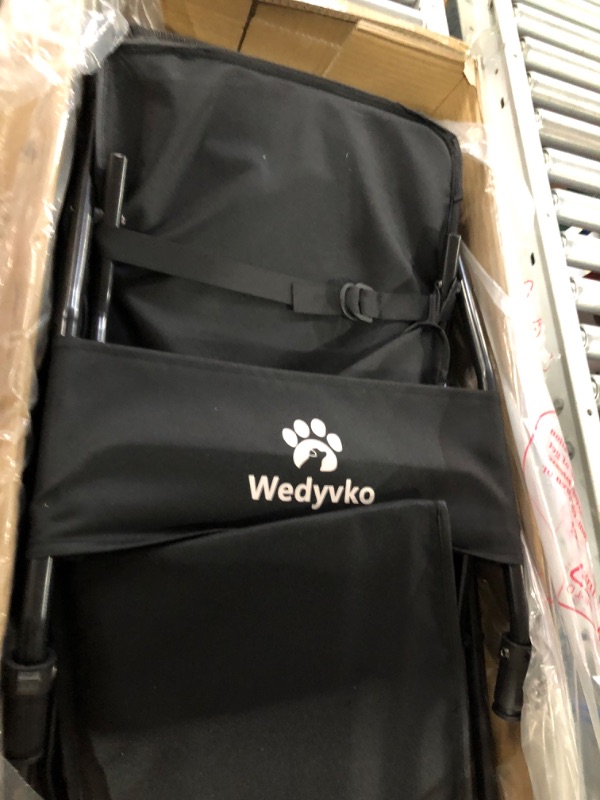 Photo 2 of **** LIKE NEW ***Wedyvko Pet Stroller, 3 Wheel Foldable Cat Dog Stroller with Storage Basket and Cup Holder for Small and Medium Cats, Dogs, Puppy BLACK 