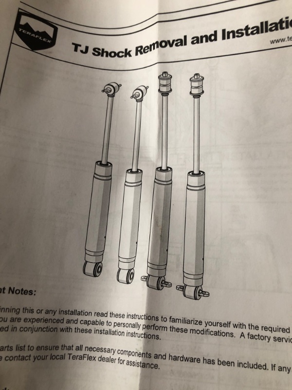 Photo 3 of TeraFlex 1543334 3"-4" Front Shock Kit (Single)