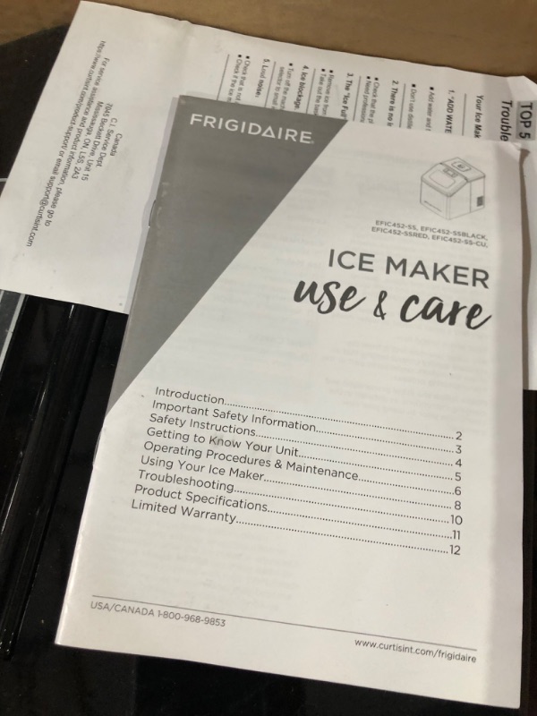 Photo 5 of Frigidaire EFIC452-SSBLACK XL Maker, Makes 40 Lbs. of Clear Square Ice Cubes per Day