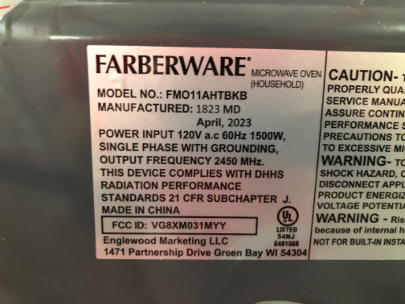 Photo 4 of **microwave keeps running when plugged in never shuts off**
Farberware Countertop Microwave 1.1 Cu. Ft. 1000-Watt Compact Microwave Oven
