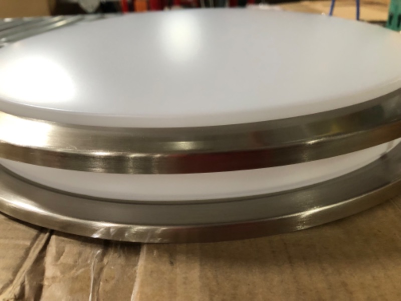 Photo 1 of 16 inch Dimmable LED Flush Mount Ceiling Light Fixture, Brushed Nickel