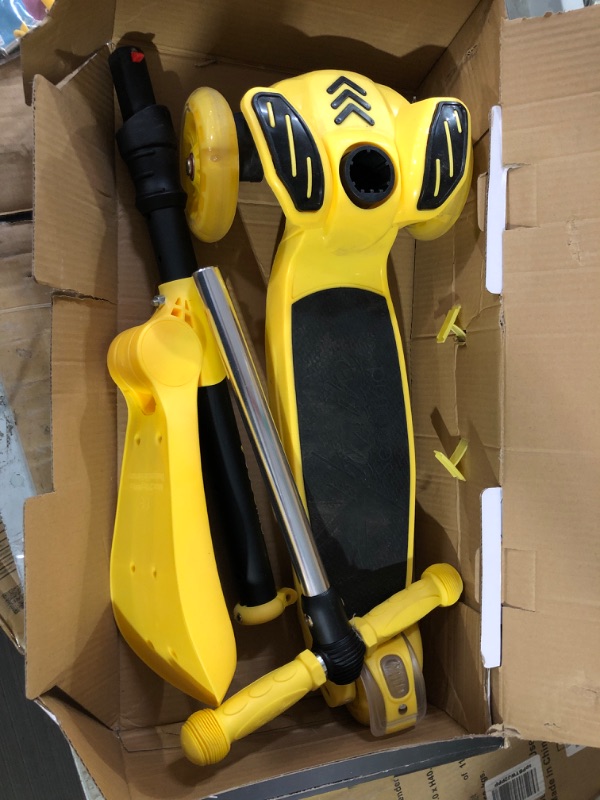 Photo 3 of 3 Wheeled Scooter for Kids - w/Adjustable Height, Anti-Slip Deck, Hurtle Yellow